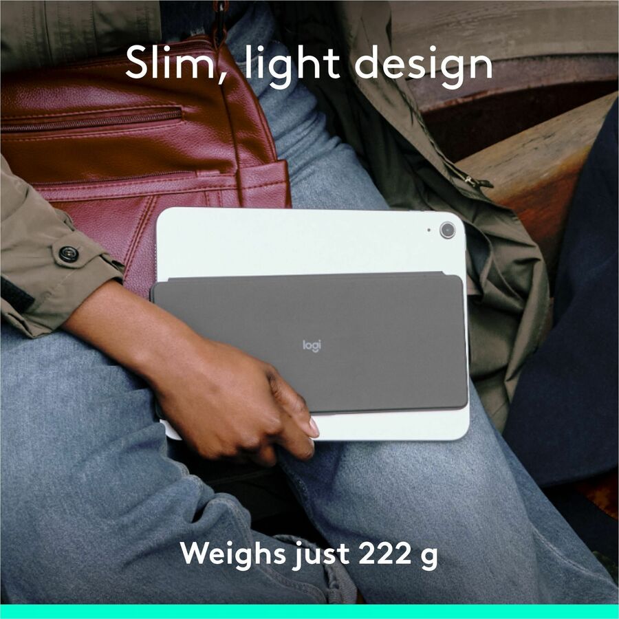 Alternate-Image1 Image for Logitech Keys-To-Go 2 Portable Wireless iPad Keyboard With Built-in Cover, Slim and Compact Wireless Keyboard for iPad, iPhone, Mac, and Apple TV, Easily Switch Between Devices (Graphite)