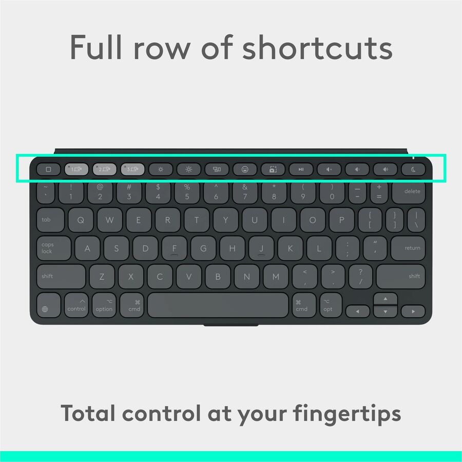 Alternate-Image8 Image for Logitech Keys-To-Go 2 Portable Wireless iPad Keyboard With Built-in Cover, Slim and Compact Wireless Keyboard for iPad, iPhone, Mac, and Apple TV, Easily Switch Between Devices (Graphite)