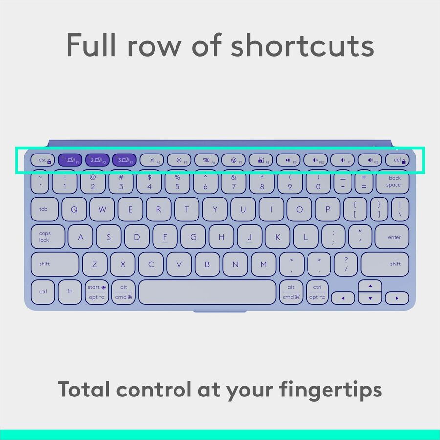 Alternate-Image8 Image for Logitech Keys-To-Go 2 Portable Bluetooth Keyboard for Tablet With Built-in Cover, Slim and Compact Wireless Keyboard for Windows, Android, Linux, iPad, iPhone, Mac, Apple TV (Lilac)