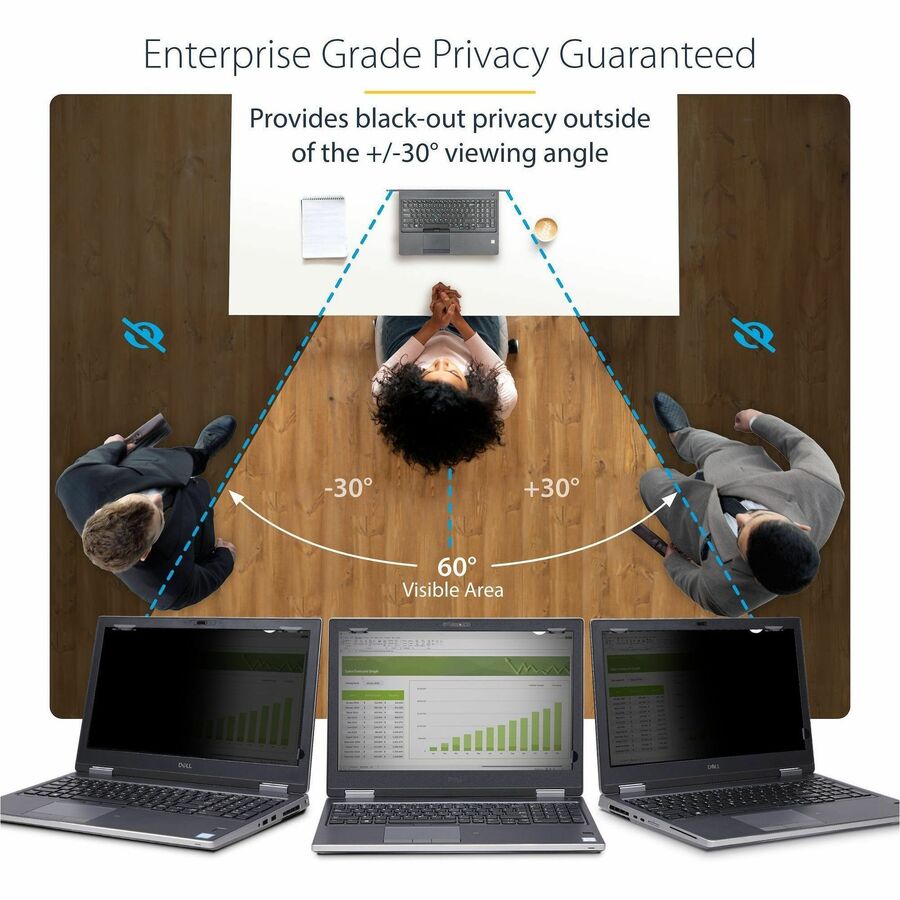 Alternate-Image1 Image for StarTech.com 13.3-inch 16:9 Flip-Up Privacy Screen with Touch, Anti-Glare Blue Light Filter, Laptop Monitor Screen Protector