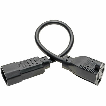Alternate-Image1 Image for Eaton Tripp Lite Series NEMA 5-15R to C14 Computer AC Power Cable - 13A, 125V, 16 AWG, 1 ft. (0.31 m), Black