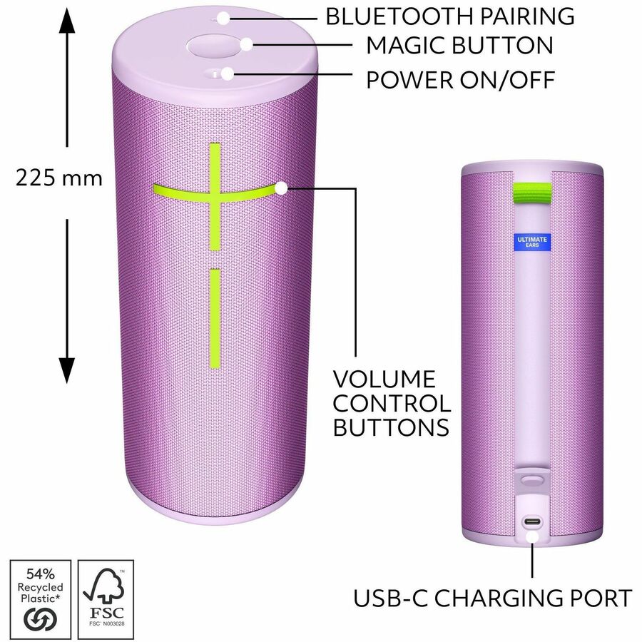 Alternate-Image4 Image for Ultimate Ears MEGABOOM 4 Portable Waterproof Bluetooth Speaker With Powerful 360-Degree Sound and Thundering Bass, Floating Speaker With 20-Hour Battery and 147ft (45m) Range, Lilac