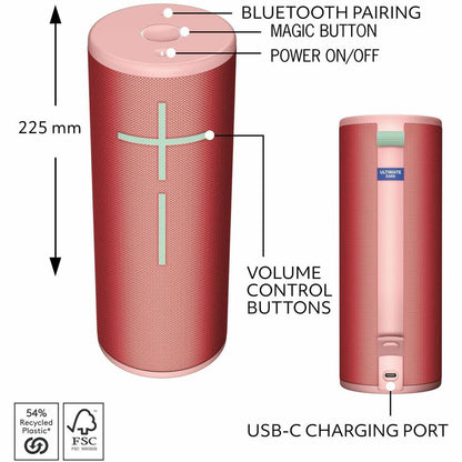 Alternate-Image4 Image for Ultimate Ears MEGABOOM 4 Portable Waterproof Bluetooth Speaker With Powerful 360-Degree Sound and Thundering Bass, Floating Speaker With 20-Hour Battery and 147ft (45m) Range, Red