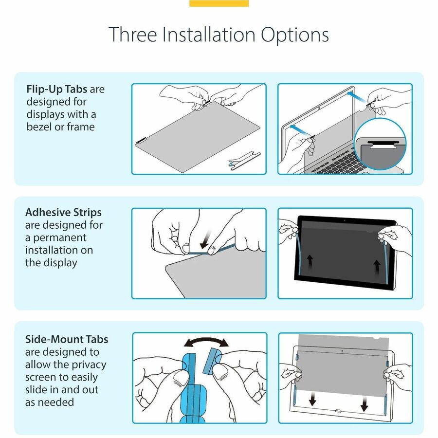 Alternate-Image7 Image for StarTech 17-inch 16:10 Flip-Up Privacy Screen with Touch, Anti-Glare Blue Light Filter, Laptop Monitor Screen Protector