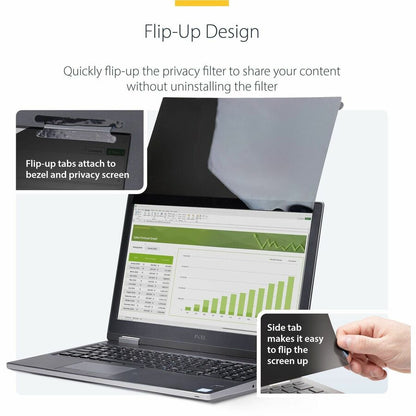 Alternate-Image2 Image for StarTech 17-inch 16:10 Flip-Up Privacy Screen with Touch, Anti-Glare Blue Light Filter, Laptop Monitor Screen Protector