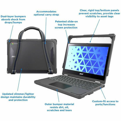Alternate-Image1 Image for MAXCases Extreme Shell-F for Acer R756TN (Spin 511) & R753T/R753TN & R722T (Spin 311) Chromebook 11.6" (Gray/Clear)