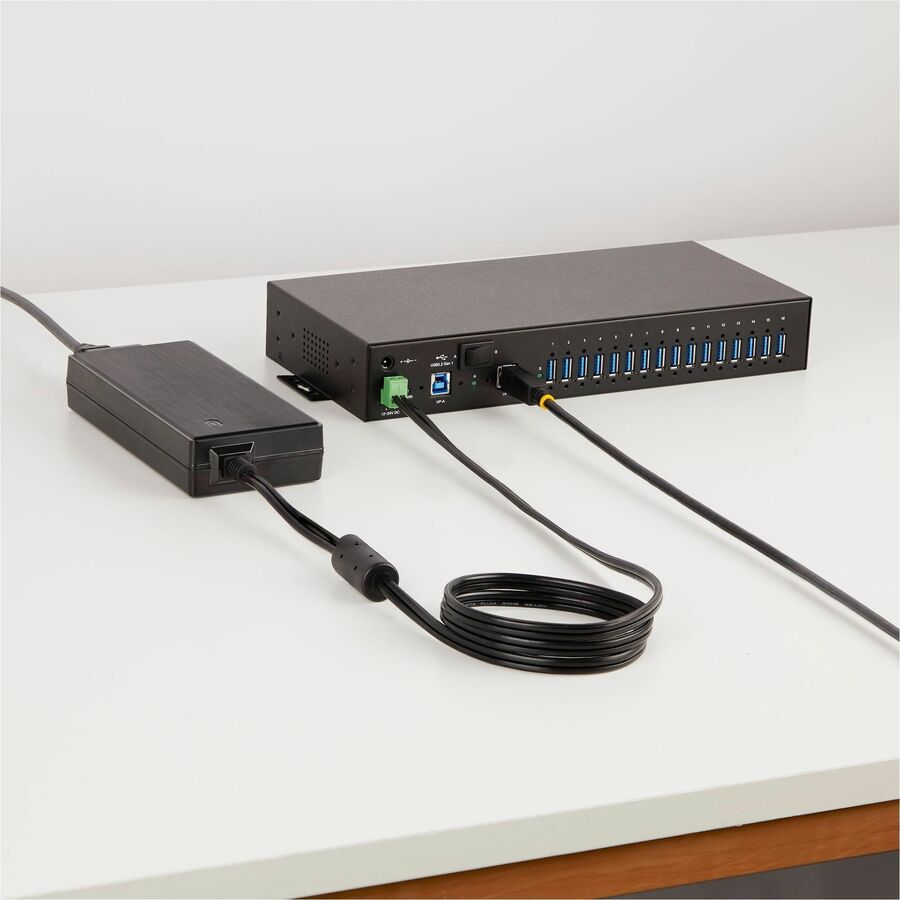 Alternate-Image8 Image for StarTech 16-Port Industrial USB 5Gbps Hub with Power Adapter, Mountable, Terminal Block Power, USB Charging, Dual-Host Hub/Switch, TAA