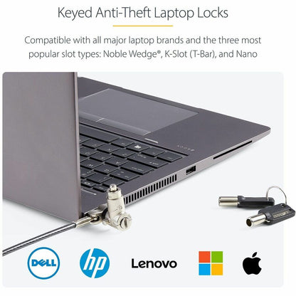 Alternate-Image1 Image for StarTech 25-Pack Universal Laptop Lock 6.6ft, Master Keyed Locking Cable, Security Cable, Compatible w/Noble Wedge&reg;/Nano/K-Slot, TAA