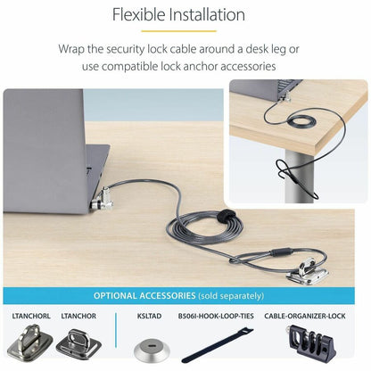 Alternate-Image5 Image for StarTech 25-Pack Universal Laptop Lock 6.6ft, Master Keyed Locking Cable, Security Cable, Compatible w/Noble Wedge&reg;/Nano/K-Slot, TAA