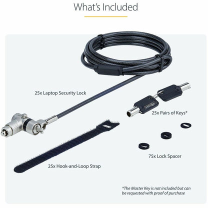 Alternate-Image7 Image for StarTech 25-Pack Universal Laptop Lock 6.6ft, Master Keyed Locking Cable, Security Cable, Compatible w/Noble Wedge&reg;/Nano/K-Slot, TAA