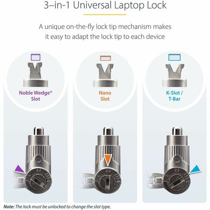 Alternate-Image3 Image for StarTech 25-Pack Universal Laptop Lock 6.6ft, Master Keyed Locking Cable, Security Cable, Compatible w/Noble Wedge&reg;/Nano/K-Slot, TAA