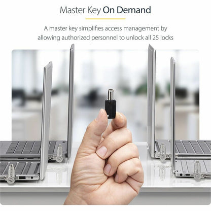 Alternate-Image2 Image for StarTech 25-Pack Universal Laptop Lock 6.6ft, Master Keyed Locking Cable, Security Cable, Compatible w/Noble Wedge&reg;/Nano/K-Slot, TAA