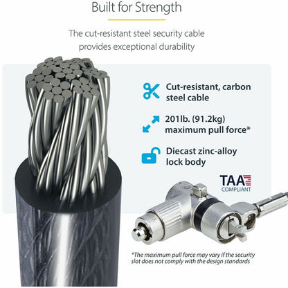 Alternate-Image6 Image for StarTech 25-Pack Universal Laptop Lock 6.6ft, Master Keyed Locking Cable, Security Cable, Compatible w/Noble Wedge&reg;/Nano/K-Slot, TAA