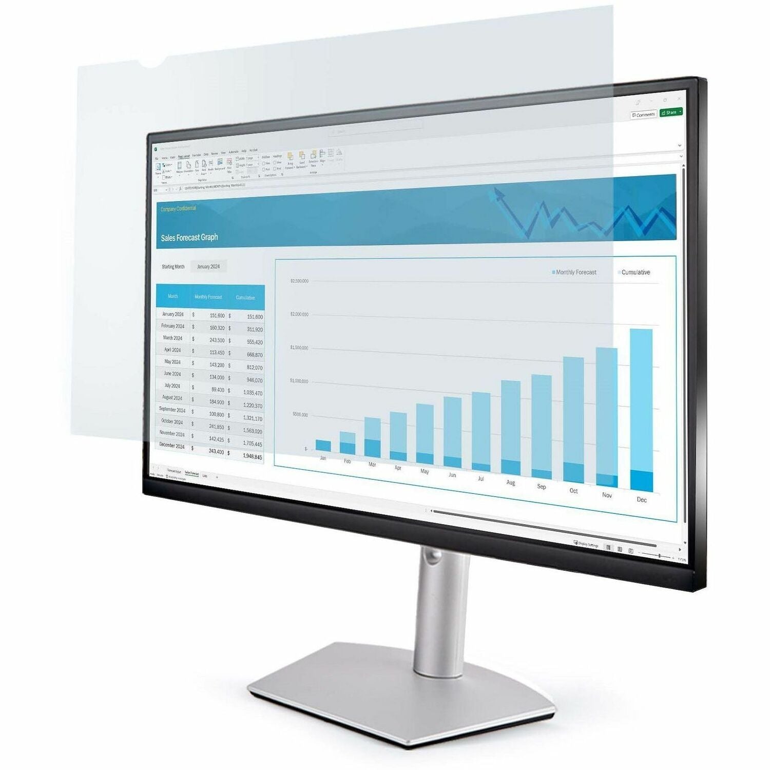 Main Image for StarTech.com 24-inch 16:10 Anti-Blue Light Filter, BlueLight Screen Filter for 24in Computer Monitor, Reduces Eye Strain, TAA Compliant