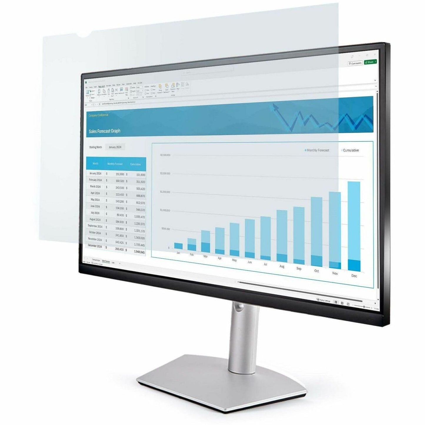 Main Image for StarTech.com 24-inch 16:9 Anti-Blue Light Filter, BlueLight Screen Filter for 24in Computer Monitor, Reduces Eye Strain, TAA Compliant