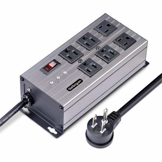 Main Image for StarTech.com 6-Outlet Industrial Power Strip 125V/15A, EMI/RFI Isolation, Surge Protection, Mountable PDU, 8ft NEMA 5-15P Cord, UL Listed