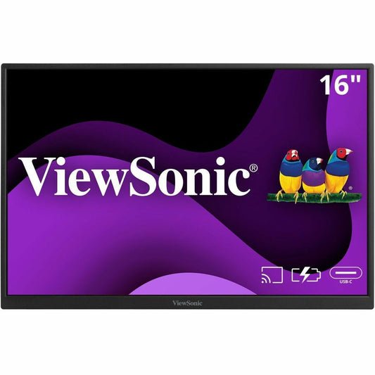 Main Image for ViewSonic VG1656N 16 Inch 1200p IPS Wireless Portable Monitor with 2 Way Powered 60W USB C, Built-in 4000 mAh Battery and Stand with Smart Cover