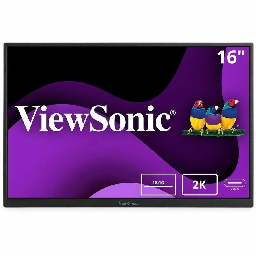 Main Image for ViewSonic VG1656-2K 16 Inch WQXGA 1600p IPS Portable Monitor with 2 Way Powered 65W USB C, and Built-in Stand with Smart Cover