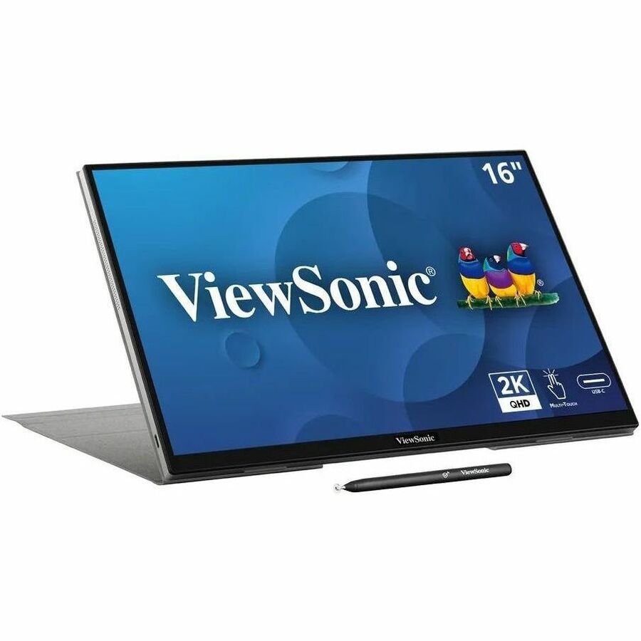 Main Image for ViewSonic TD1656-2K 16 Inch WQXGA 1600p IPS Touchscreen Portable Monitor with 2 Way Powered 65W USB C, and Built-in Stand with Smart Cover