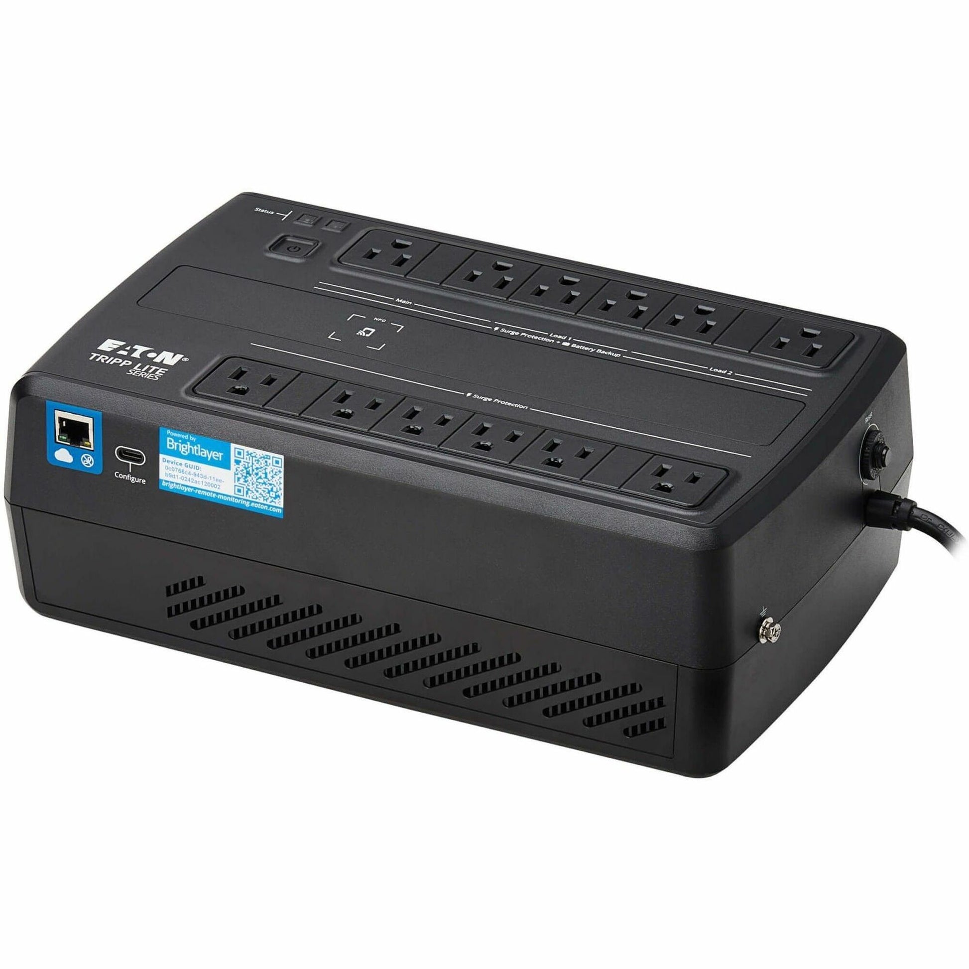 Main Image for Eaton Tripp Lite Series 750VA 450W 120V Line-Interactive Cloud-Connected UPS with Remote Monitoring, 12 NEMA 5-15R Outlets (6 Surge + 6 Surge and Battery Backup), 5-15P Plug, Desktop