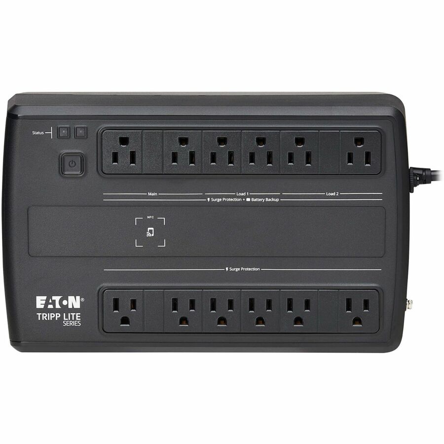 Top Image for Eaton Tripp Lite Series 750VA 450W 120V Line-Interactive Cloud-Connected UPS with Remote Monitoring, 12 NEMA 5-15R Outlets (6 Surge + 6 Surge and Battery Backup), 5-15P Plug, Desktop