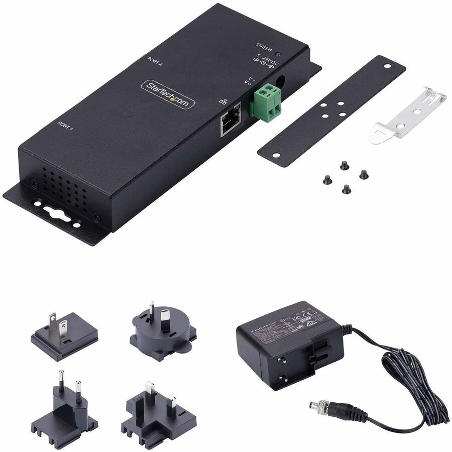 Alternate-Image6 Image for StarTech.com 2-Port Serial to Ethernet Adapter, IP Serial Device Server For Remote RS232 Devices, Wall/DIN Rail Mount, LAN To DB9 Converter