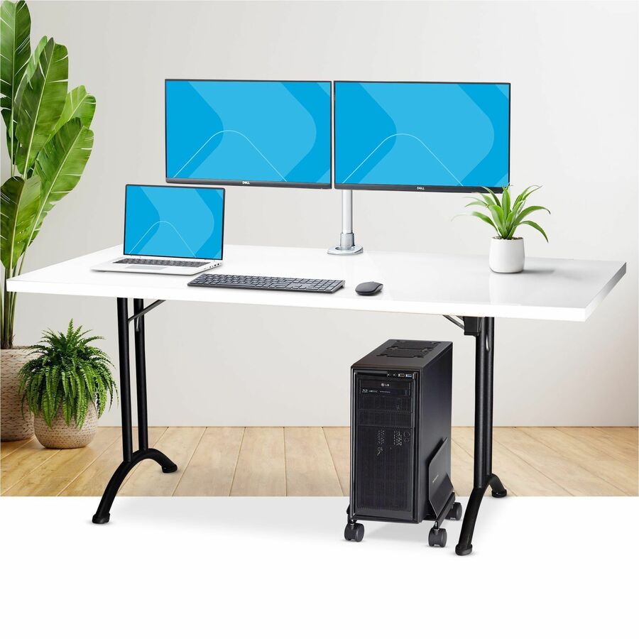 Life-Style Image for StarTech.com Computer Tower Cart, Rolling CPU Caddy on Wheels, Max 46.3lb/21kg, Adjustable PC Case Mount, Floor Stand Dolly, Steel, TAA
