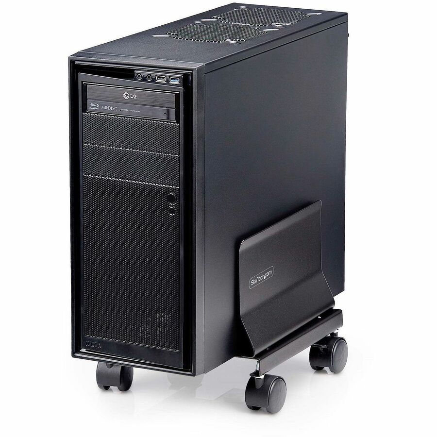 Alternate-Image4 Image for StarTech.com Computer Tower Cart, Rolling CPU Caddy on Wheels, Max 46.3lb/21kg, Adjustable PC Case Mount, Floor Stand Dolly, Steel, TAA