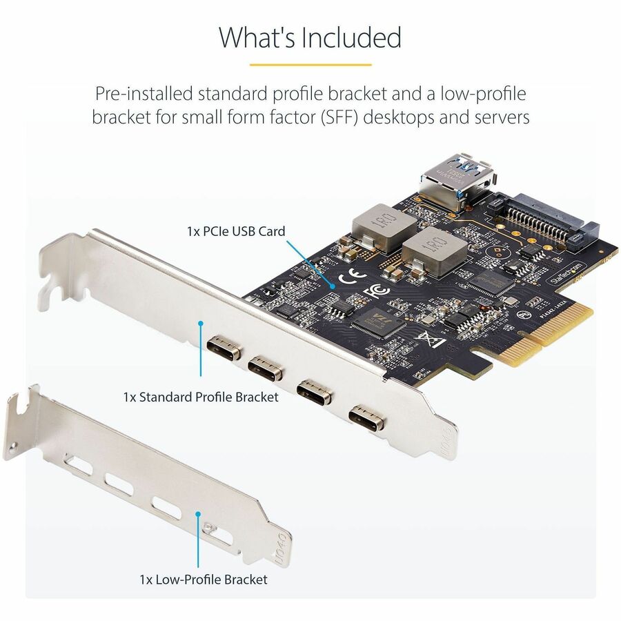 Alternate-Image5 Image for StarTech.com 5-Port USB PCIe Card, USB 3.2 10Gbps, PCI Express Card with 4x USB-C Ports, 1x USB-A Internal Port