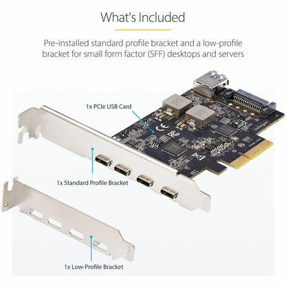 Alternate-Image5 Image for StarTech.com 5-Port USB PCIe Card, USB 3.2 10Gbps, PCI Express Card with 4x USB-C Ports, 1x USB-A Internal Port
