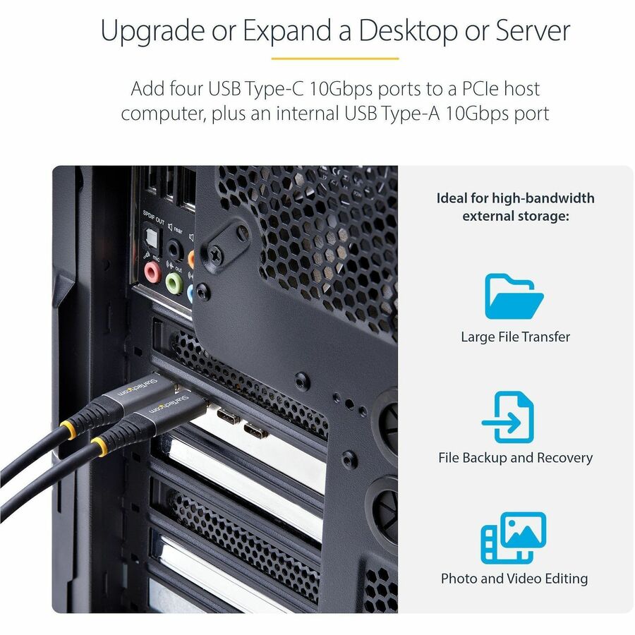 Alternate-Image1 Image for StarTech.com 5-Port USB PCIe Card, USB 3.2 10Gbps, PCI Express Card with 4x USB-C Ports, 1x USB-A Internal Port