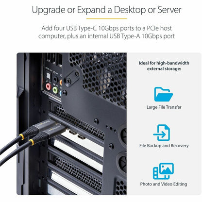 Alternate-Image1 Image for StarTech.com 5-Port USB PCIe Card, USB 3.2 10Gbps, PCI Express Card with 4x USB-C Ports, 1x USB-A Internal Port