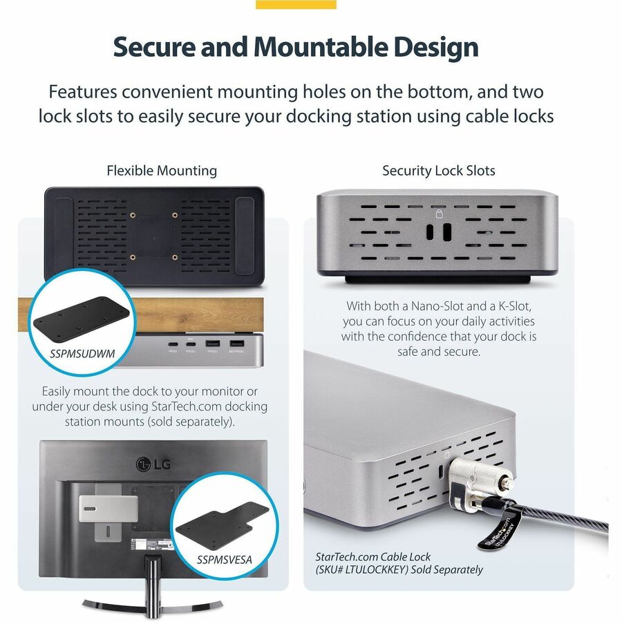 Alternate-Image7 Image for StarTech.com Dual-Monitor USB4 Docking Station, Dual 4K 120Hz or Single 8K 60Hz HDMI, 100W Laptop Charging, 2.5GbE, Driverless USB-C Dock