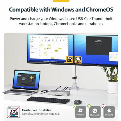 Alternate-Image3 Image for StarTech.com Dual-Monitor USB4 Docking Station, Dual 4K 120Hz or Single 8K 60Hz HDMI, 100W Laptop Charging, 2.5GbE, Driverless USB-C Dock