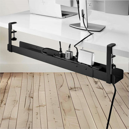 Alternate-Image3 Image for StarTech.com Under Desk Cable Management Tray, Length Adjustable, Clamp-On Installation, No Drilling Required, Black