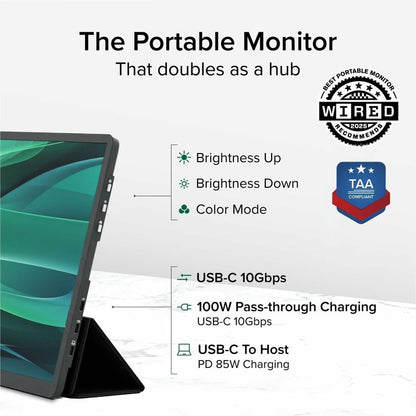 Alternate-Image1 Image for Plugable USB C Portable Monitor 15.6 Inch, 100W Pass-Through Charging for Your Laptop Smartphone Tablet