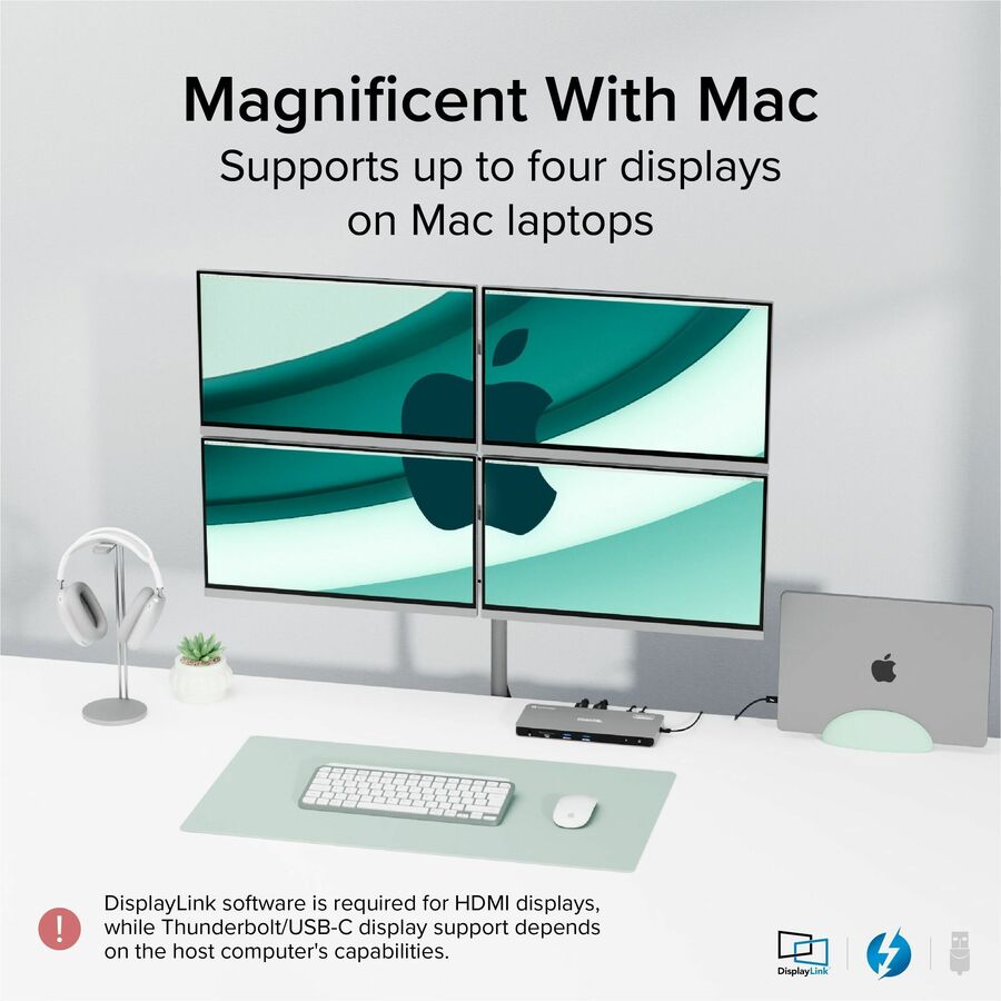 Alternate-Image2 Image for Plugable Thunderbolt 4 Dock for Quad Monitors 100W, Thunderbolt Docking Station