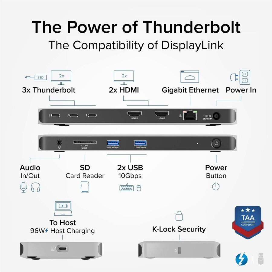 Alternate-Image1 Image for Plugable Thunderbolt 4 Dock for Quad Monitors 100W, Thunderbolt Docking Station