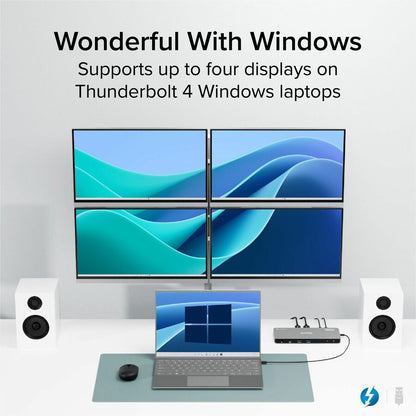 Alternate-Image3 Image for Plugable Thunderbolt 4 Dock for Quad Monitors 100W, Thunderbolt Docking Station