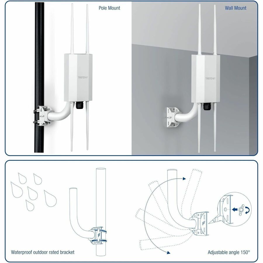 Alternate-Image4 Image for TRENDnet Universal Wall/Pole Mount Bracket 2-Pack, TEW-P012K, Mounting Bracket and Hardware Included, Compatible with Most Wireless Access Points and Surveillance Cameras, Waterproof