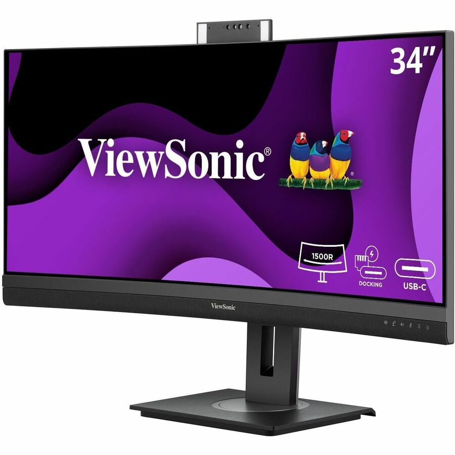 Alternate-Image1 Image for ViewSonic VG3457CV 34 Inch Ultrawide QHD 1440p Curved Video Conferencing Docking Monitor with Windows Hello Compatible IR Webcam, Advanced Ergonomics, and 100W USB C for Home and Office