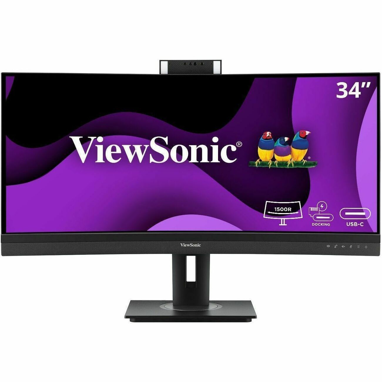 Main Image for ViewSonic VG3457CV 34 Inch Ultrawide QHD 1440p Curved Video Conferencing Docking Monitor with Windows Hello Compatible IR Webcam, Advanced Ergonomics, and 100W USB C for Home and Office