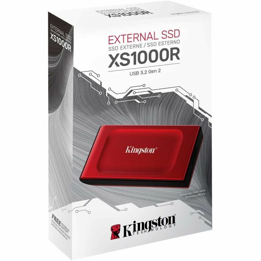 Alternate-Image2 Image for Kingston XS1000 1 TB Portable Solid State Drive - External - Red