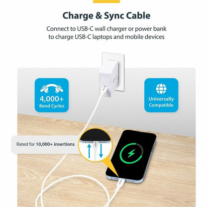 Alternate-Image2 Image for StarTech 2-Pack 6ft (1.8m) USB-C Charging Cable, Charge & Sync, 60W (3A) PD, USB 2.0 Laptop Charger Cable, TPE Jacket, Charging Cord