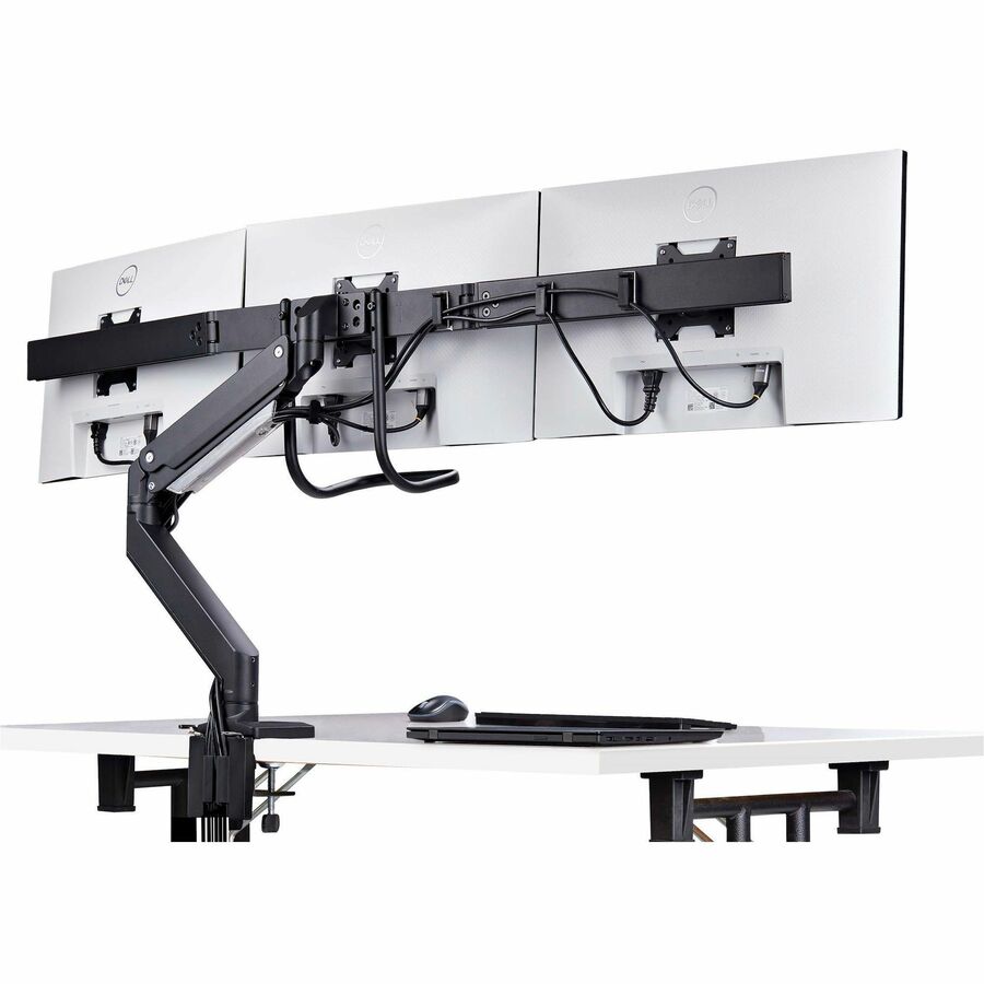 Alternate-Image1 Image for StarTech.com Crossbar Triple Monitor Desk Mount For Up To 3x 27in Screens, VESA 75x75/100x100, Tool-Less Arm Adjustments, C-Clamp/Grommet