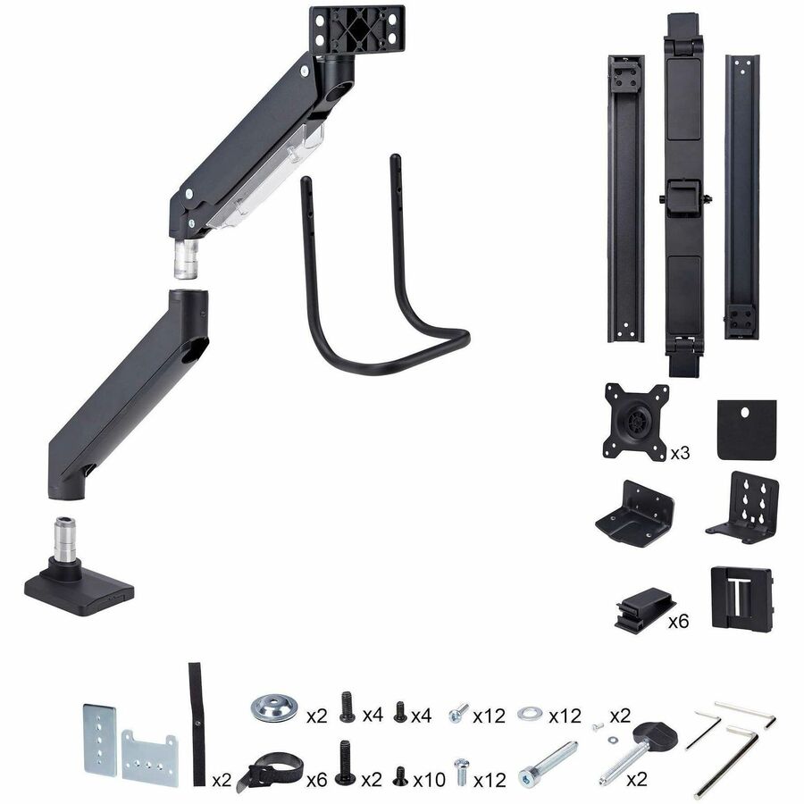 Alternate-Image7 Image for StarTech.com Crossbar Triple Monitor Desk Mount For Up To 3x 27in Screens, VESA 75x75/100x100, Tool-Less Arm Adjustments, C-Clamp/Grommet