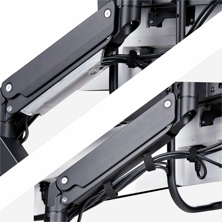 Alternate-Image3 Image for StarTech.com Crossbar Triple Monitor Desk Mount For Up To 3x 27in Screens, VESA 75x75/100x100, Tool-Less Arm Adjustments, C-Clamp/Grommet