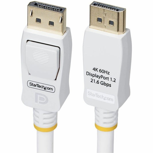 Main Image for StarTech 10ft (3m) White VESA Certified DisplayPort 1.2 Cable, 4K 60Hz, 21.6Gbps, Latching DP Connectors, DP 1.2 Monitor Cable/Cord