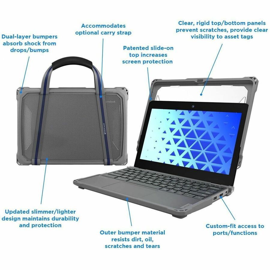 Alternate-Image1 Image for MAXCases Extreme Shell-F3 Slide Chromebook Case for Dell 3100/3110/3120 Chromebook Clamshell 11.6" (Gray)
