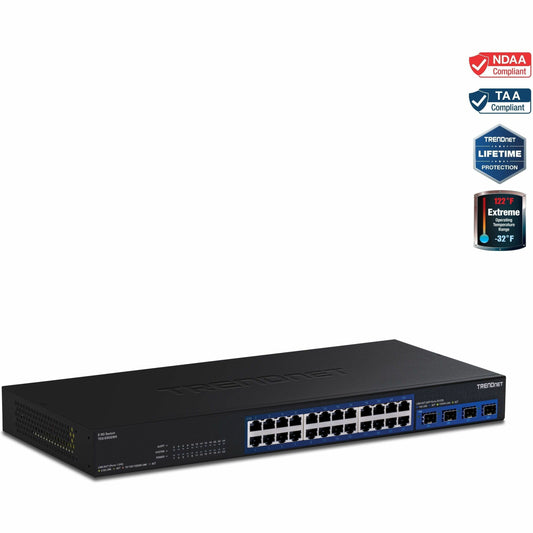 Main Image for TRENDnet 28-Port Multi-Gig Switch, TEG-S50284, 24 2.5Gb RJ45 Ports, 4 x 10G SFP+ Ports, NDAA TAA Compliant, Lifetime Protection, 200Gbps Switch Capacity, Rack Mount Ready, Black